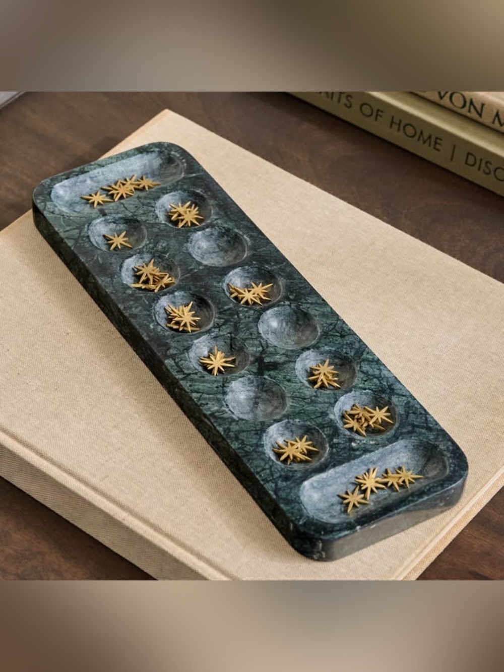 Magnolia Marble Mancala Game Green Gold NIB Discontinued